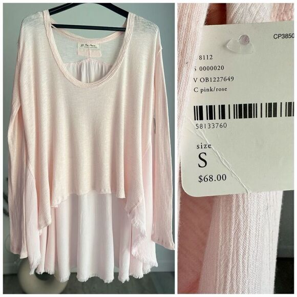 NWT We The Free People Long Sleeve Boho Oversized Top Small Pink - Picture 1 of 3